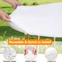BDDC Fitted Round Table Cover - Fits 45"-56" Diameter Round Tables, Stretchy Spandex White Tablecloth, Washable & Wrinkle-Resistant Tablecloth for Indoor/Outdoor Picnics, Patios & Events