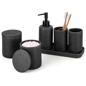 Amazon.com: ZCCZ Black Bathroom Accessories Set 6 Pcs- Toothbrush ...