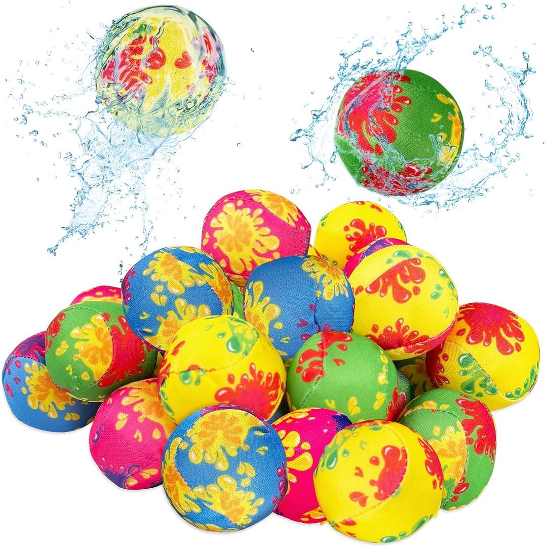 30 Pack 2" Reusable Water Splash Balls, Soft Water Absorbent Balls for Adults & Family, Pool Party Games, Beach Activities & Outdoor Summer Fun