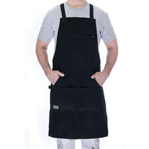 Hudson Durable Goods Professional Grade Chef Apron for Men and Women, 100% Cotton Work Apron for Kitchen, BBQ, and Grill, with Large Pockets for Tools, Towel Loop, Crossback Design - One Size, Navy
