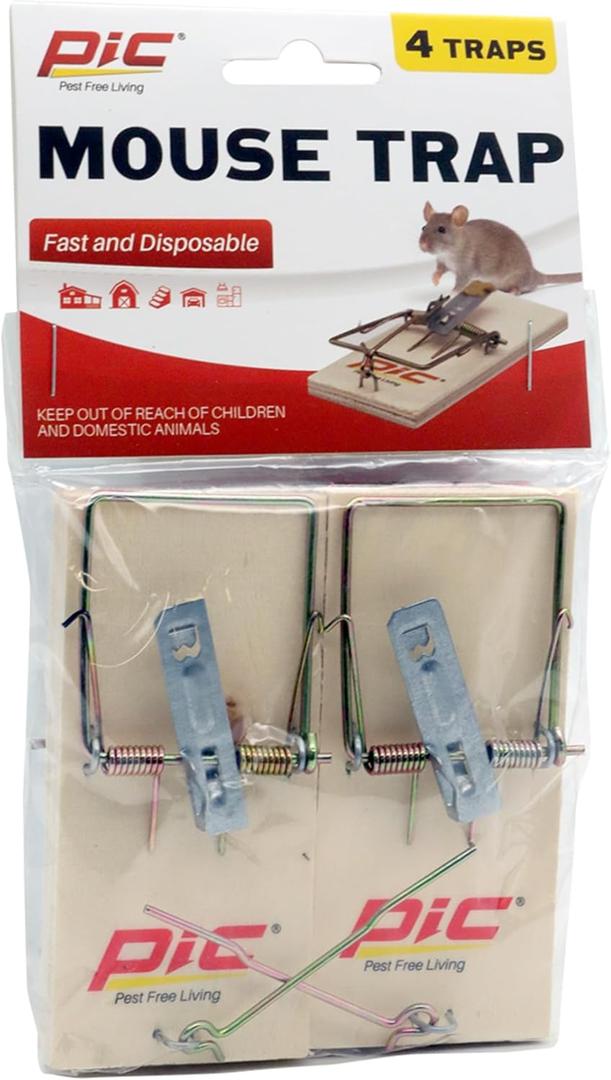 PIC Wood Mouse Traps, 4 Count