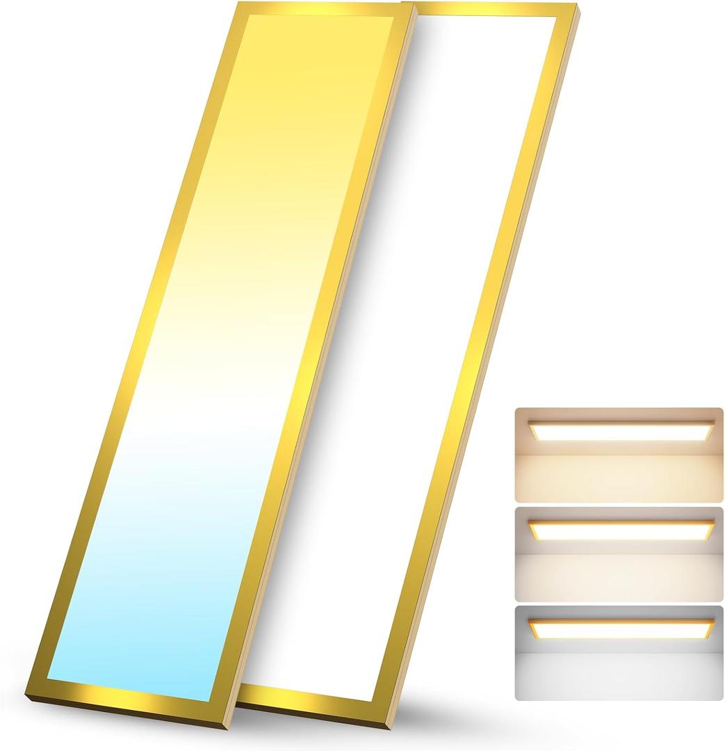 AIKVSXER 1x4 LED Flat Panel Light Surface Mount for Auditoriums Hotel-50W 5500LM 120V 3000K/4000K/5000K Triac Dimming 10%-100% Kitchen Lights Ceiling Flush Mount