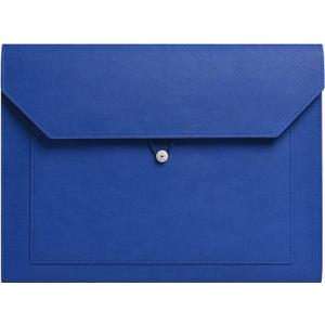 PU Leather A4 File Folder Document Holder 2 Pockets Portfolio Envelope Folder Case with Elastic String 3/4 Inch Expansion (Blue)