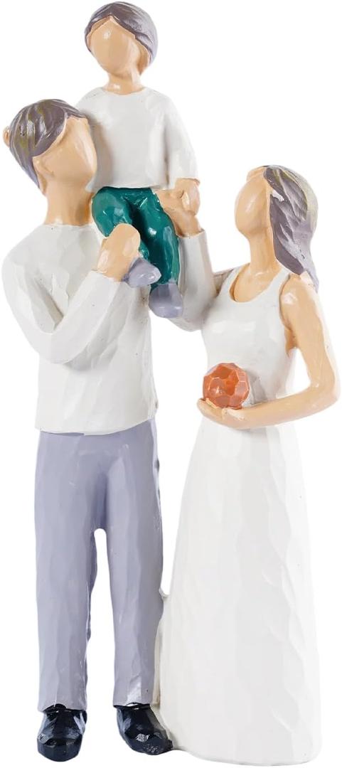 Family Figurines Home Decor Mother and Son Figurine Carved Wood Look Resin Statue 1st for New Mom First for New Dad Sweet New Parents Gifts