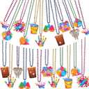 Ecally 30 Pcs Carnival Circus Bead Necklaces, Funny Felt Necklaces Bulk for Circus Birthday Decoration Party Favor
