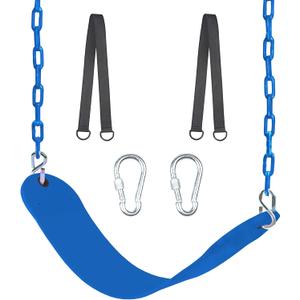 Swing Seat, 66" Heavy Duty Coated Iron Chain Sensory Swing, Therapy Swing Seat,Outdoor Playground Swing Set Accessories with Snap Hooks and Hanging Straps (Blue)