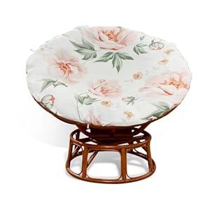 Tikitup Papasan Chair Cushion Cover, Outdoor Waterproof papasan Chair Cushion Cover, Egg Chair Cushion Covers, Colorfast Soft Skin-Friendly Polyester Fiber (Camellia Design, 55 in)