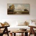VIYYIEA Large Framed Canvas Wall Art, 20x40in, Rustic Country Landscape Art Painting for Living Room Bedroom Office, Above of Bed Neutral Retro Vintage Nature Decor, Big Horizontal Artwork
