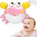 Baby Bath Toys Crab:Bubble Machine Bath Toy Crab Bath Bubble Maker,Blow Bubbles and Plays Childrens Songs,for Bath Toys Battery Operated(Pink)