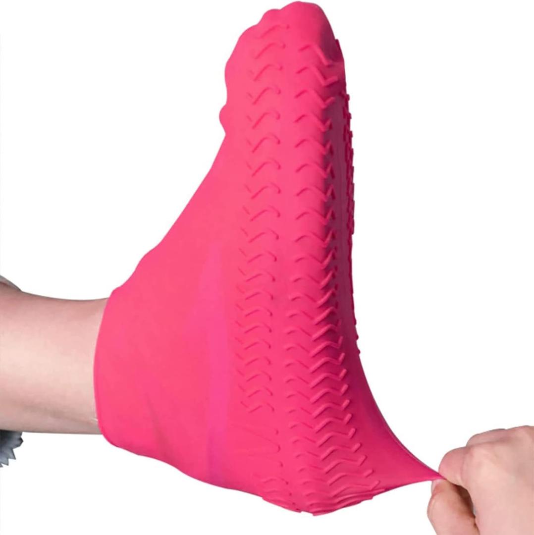 GabeFish 2 PCS Reusable Shoes Cover for Rain, Silicone Shoes Covers for Men Women, Non-Slip Outdoor Waterproof Shoe Protectors Pink Medium