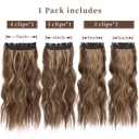 4Pcs Clip in Hair Extensions, 20 Inches Long Synthetic Curly Hair Extensions Clip ins for Women Girls (Color: Medium Brown with Honey Blonde Highlights)