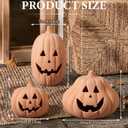 Mumufy 3 Pcs Halloween Terracotta Pumpkin Outdoor 12, 10, 6 in, Terracotta