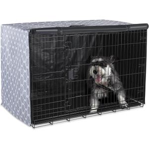 Amazon Basics Dog Cage Cover for 48-inch Wire Crates, Heavy-Duty with Zippered Panels, Recycled Polyester