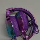 QearFun Kids Headphones Wired with Mic, 85/94dB Safe Volume Limit, Foldable Over Ear, Tangle-Free Cord & Sharing Port, Wired On-Ear Headset for School, Chromebook, Tablet, Travel - Boys & Girls (Deep purple)