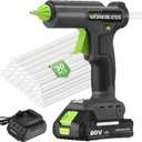 Cordless Hot Glue Gun Full Size,Hot Glue Gun with 20V 2000mAh Battery & 30pcs 11mm Clear Glue Sticks, Heavy and Duty Hot Glue Gun for Arts, Repair, Wood Working, Leak-Proof Nozzle (Black)