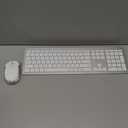 Wireless Keyboard and Mouse Combo - Full Size Slim Thin Wireless Keyboard Mouse with Numeric Keypad 2.4G Stable Connection Adjustable DPI (White & Silver)