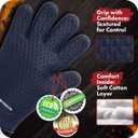 KITCHEN PERFECTION Silicone Smoker Oven Gloves - Extreme Heat Resistant BBQ Gloves - Handle Hot Food Right on Your Smoker Grill Fryer Pit | Waterproof Oven Mitts | Superior Value Set + 3 Bonuses