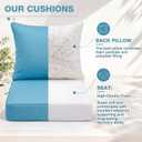 Juexica Sky Blue 24 x 24 Inch Outdoor Seat Cushion Set of 2, Waterproof Patio Furniture Cushions with Back Pillows and Ties, Deep Seat Replacement Cushions for Poolside Outdoor Beach Sofa Chair