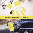 Thyle 500 Set Self Laminating Protecting Car Key Tag with Label Ring Bulk a Self-adhesive Plastic Film Prevent Writing from Fraying Key Tags with Metal Split Rings for Car Truck or RV Dealers Supplies