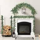 Sggvecsy Artificial Eucalyptus Garland 8 Pack Fake Eucalyptus Greenery Garland Faux Hanging Plants Artificial Vines, 5.6 Feet/Strand for Wedding Backdrop Arch Wall Table Party Outdoor Festival Decor