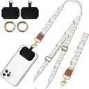 Cell Phone Lanyard Adjustable Crossbody Strap, Cute Universal Phone Neck Wristlet Wrist Strap Patch for Keys Case Accessories Cute White Dogs