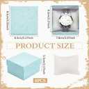 BENECREAT 6 Pack Kraft Cardboard Watch Storage Gift Box, 3.2x3x2inch Rectangle Present Jewelry Box with Nonwoven Cloth Cushion for Bangle Wrist Watch Bracelet Packaging, Pale Turquoise