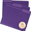 18 Pack Purple File Folders 8.5x11 Inch,1/3 Cut Tab Colored File Folders Letter Size,Office Folders for Document