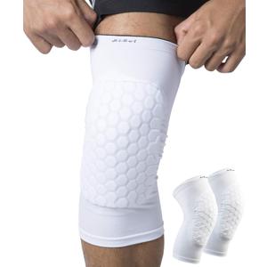 HiRui Knee Pads for Kids Youth Adult, Basketball Baseball Knee Brace Knee Support, Collision Avoidance Kneepad Compression Knee Sleeve for Volleyball Football Cycling Running-1Pair (White, XS), X-Small