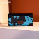 Wrangler Cow Print Wallet Women Bifold Credit Card Wallet Women's Wallets, Card Cases & Money Organizers Wallets for Women Ladies Female Cash Wallett with Smooth Zipper