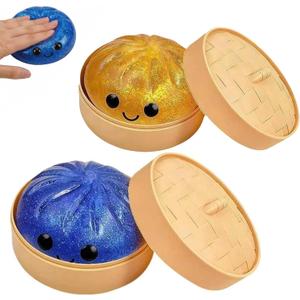 2 Pcs Dumpling Squishies, Slow Rising Glitter Dumpling Mystery Box, Colorful Dumplings Stress Relief Fidget Sensory Toy Gifts for Kids Adult