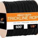 Black Unglazed Trickline Rope - 600 ft x 1/8 inch Theatrical Tie Line Heavy Duty Spool, Cable Management and Wire Tie - for Theatre, Stage Decor, Rigging and Utility Applications