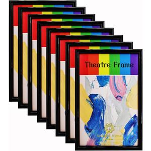 8 Pack, Black Theatre Frame, Theatre Bill Frame, Holds 5.5x8.5-inch Media, Wall or Tabletop Display (8 Pack Black Frame)