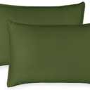 King Pillowcases by Pure Bamboo, Genuine 100% Organic Viscose Derived from Bamboo, Luxuriously Soft & Cooling, Double Stitching, Envelope Closure (2 King Pillowcases, Pesto)