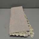 Linen Tablecloth with Tassels, Farmhouse Style Beige Tablecloth, Water Resistant Burlap Tablecloths for Round Table, 60 Inch Round Natural