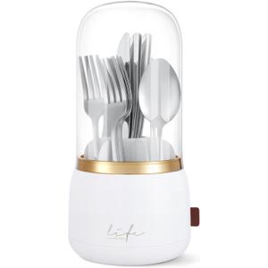 EXIN DECHEN 360 Rotation Silverware Organizer for Kitchen Counter,Utensil Holder Caddy Silverware Caddy Holder for Party,Spoon and Fork Organizer,7 Slots and Intermediate Drainage Device with Cover
