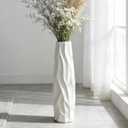 Large Floor Ceramic Vase 24 Inches Tall,White Modern Flower Tall Vases for Office, Home,Farmhouse,Living Room Dcor,Simple Origami Design Fall Decorative Porcelain Flower Arrangement Vase Ideal Gift