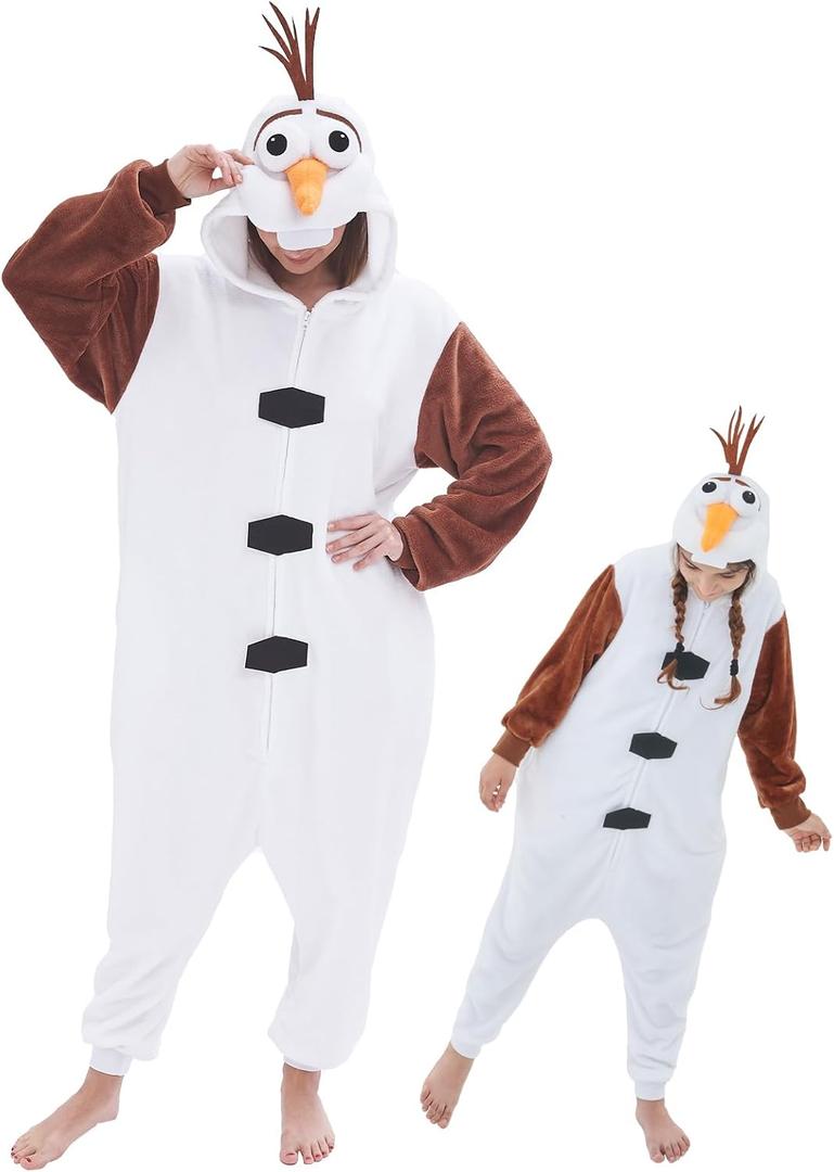 GONAAP Unisex Adult Onesie Pajamas Animal One Piece Costume Cosplay Sleepwear (Medium, White/Brown)