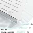 10 Shower Corner Shelf, Stainless Steel Shower Shelves with Razor Hole for Bathroom, Grout in Corner Shelf with Hooks for Tiled Wall 2 Pack, Polished