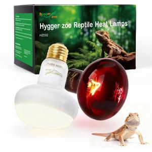 Reptile Heat Lamp Bulbs, 2 Pack 100W Reptile Heat Bulbs UVA Daylight Basking Bulb and Infrared Heat Lamp Red Night Light Bulb Combo for Bearded Dragon Chameleon Turtle Snake Gecko Lizard Chicken Tank