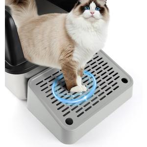 Cat Litter Box Ramp, Litter Box Step Mat with Filter Function, Cat Litter Catcher for Self-Cleaning Litter Boxes, Cats Pedal Stool Ideal for Kitten & Elderly Cats (Light Grey)