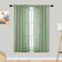 Mrs.Naturall Sage Green 36x54 Inches Long Back Tab Linen Blend Sheer Curtains