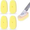 4-Pack Dish Wand Sponge Refills for Scrub Daddy Dish Daddy, Non-Scratch Replacement Heads for Dish Sponges, Yellow, Kitchen Cleaning (Sponge Heads Only)