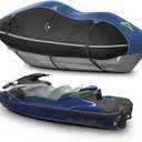 LIBZAKI Jet Ski Cover PWC Cover 2-3 Seats Heavy Duty Waterproof 600D UV Resistant Fits for Yamaha Sea-Doo Kawasaki up to 112"~135" Blue/Black