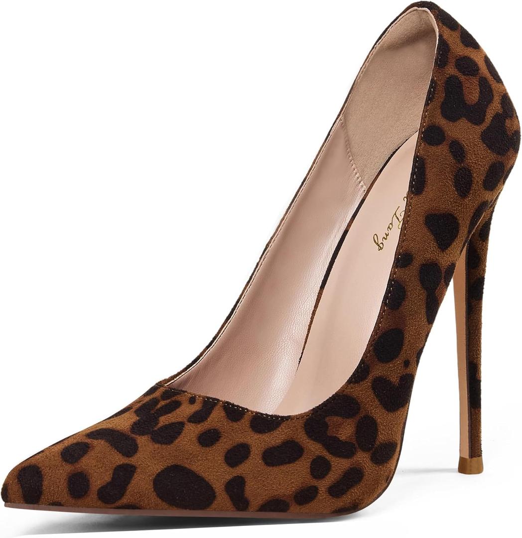 Elisabet Tang High Heels, Women's Pumps Pointed Toe Stilettos 4.7 inch/12cm Sexy Heels Party Shoes, Size 7.5