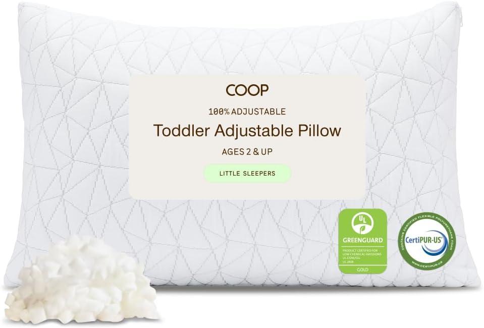 Coop Home Goods Original Toddler Adjustable Pillow, Soft, Breathable, 19" x 13" Washable Mini Bed Pillow for Kids with Premium Memory Foam and Zippered Cover, CertiPUR-US/GREENGUARD Gold, Toddler Pillow Coop Home Goods Original Toddler Adjustable Pillow, Soft, Breathable, 19" x 13" Washable Mini Bed Pillow for Kids with Premium Memory Foam and Zippered Cover, CertiPUR-US/GREENGUARD Gold, Toddler Pillow