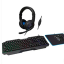4-in-1 Gaming Bundle, Gaming Keyboard, Gaming Mouse, Gaming Headset, and Desk Pad Included, Black