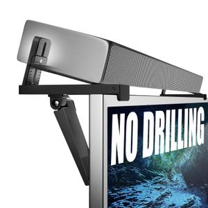 No Drilling Soundbar Mount,Adjustable TV Top Shelf Compatible with Samsung,LG,Vizio,Bose,JBL,Sonos,Universal Floating Bracket Holds up to 11 lbs,Black