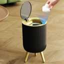 stonespace Motion Sensor Bathroom Trash Can, Small Wastebasket Touchless Trash Bin, Automatic Trash Can for Bathroom, Kitchen, Bedroom, Living Room, Office, 2.4 Gallon, Black and Gold