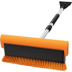 16" Large Snow Brush for Car Windshield,Non-Scratch Snow Scraper,55" Extendable Snow Broom with Foam Grip,Snow Remover for Cars, Truck, SUV (Orange, Large)
