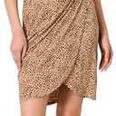 Amazon Essentials Women's Sleeveless Crossover Twist Neck Faux Wrap Dress, Medium, Light Camel Leopard